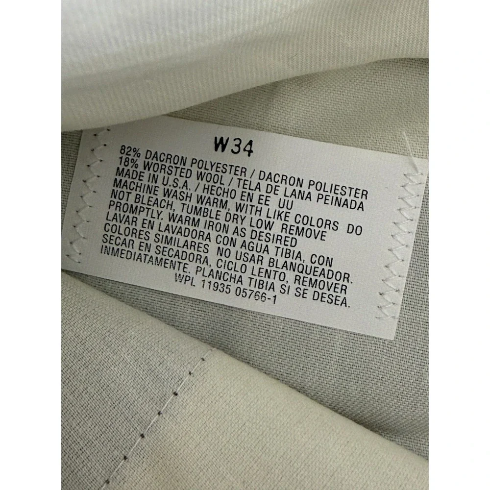 TownCraft Size W34 Worsted Wool Blend Minimalist Preppy Straight Leg Pants Brown
